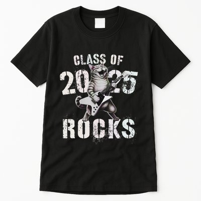 Cat Class Of 2025 Rocks Cat Graduated Signature Party Tall T-Shirt