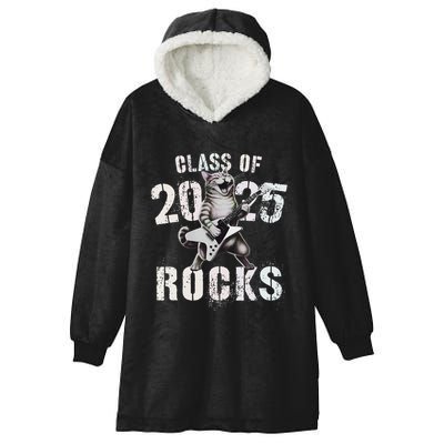 Cat Class Of 2025 Rocks Cat Graduated Signature Party Hooded Wearable Blanket