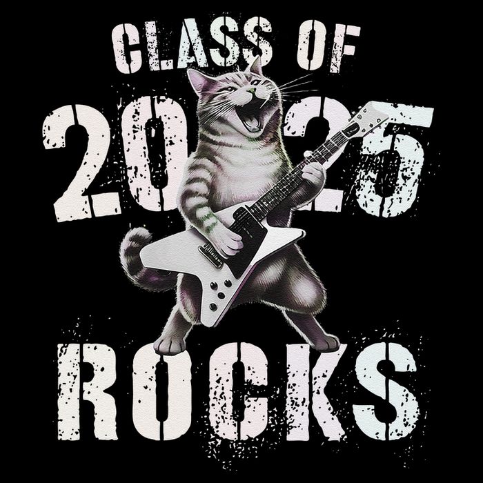 Cat Class Of 2025 Rocks Cat Graduated Signature Party 7-Panel Snapback Hat