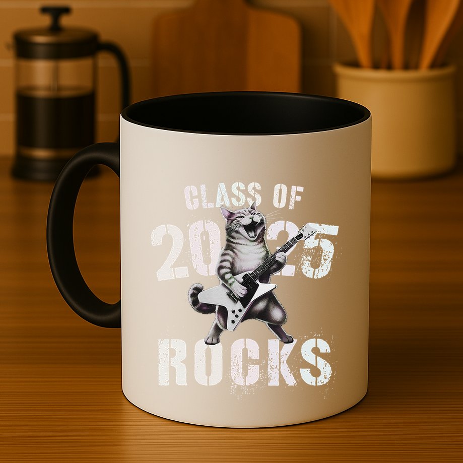 Cat Class Of 2025 Rocks Cat Graduated Signature Party Mug