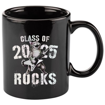 Cat Class Of 2025 Rocks Cat Graduated Signature Party 11oz C Handle Ceramic Mug