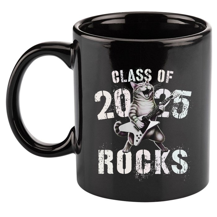 Cat Class Of 2025 Rocks Cat Graduated Signature Party 11oz C Handle Ceramic Mug