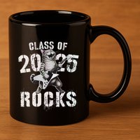 Cat Class Of 2025 Rocks Cat Graduated Signature Party 11oz C Handle Ceramic Mug