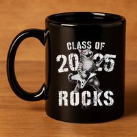 Cat Class Of 2025 Rocks Cat Graduated Signature Party 11oz C Handle Ceramic Mug