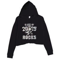Cat Class Of 2025 Rocks Cat Graduated Signature Party Crop Fleece Hoodie