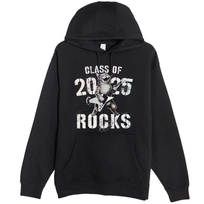 Cat Class Of 2025 Rocks Cat Graduated Signature Party Premium Pullover Hoodie