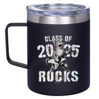 Cat Class Of 2025 Rocks Cat Graduated Signature Party 12oz Stainless Steel Coffee Mug