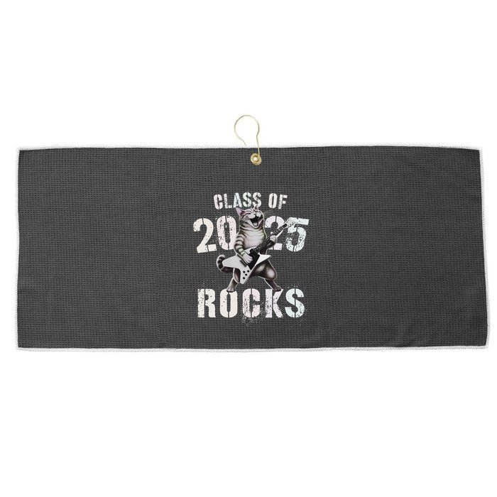 Cat Class Of 2025 Rocks Cat Graduated Signature Party Large Microfiber Waffle Golf Towel