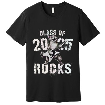 Cat Class Of 2025 Rocks Cat Graduated Signature Party Premium T-Shirt