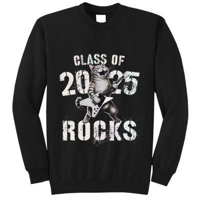 Cat Class Of 2025 Rocks Cat Graduated Signature Party Tall Sweatshirt