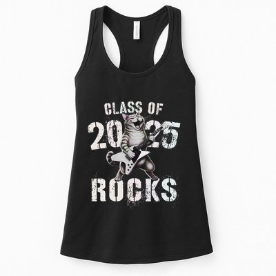 Cat Class Of 2025 Rocks Cat Graduated Signature Party Womens Tank Top