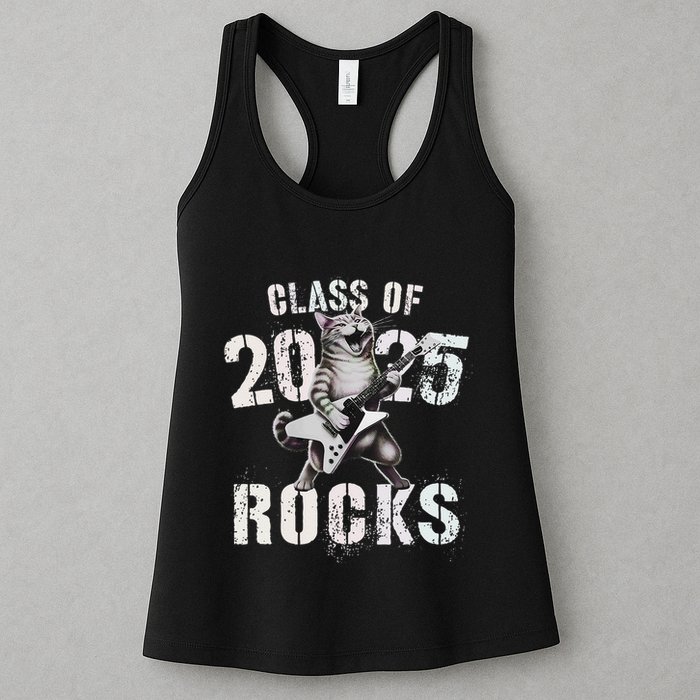 Cat Class Of 2025 Rocks Cat Graduated Signature Party Womens Tank Top