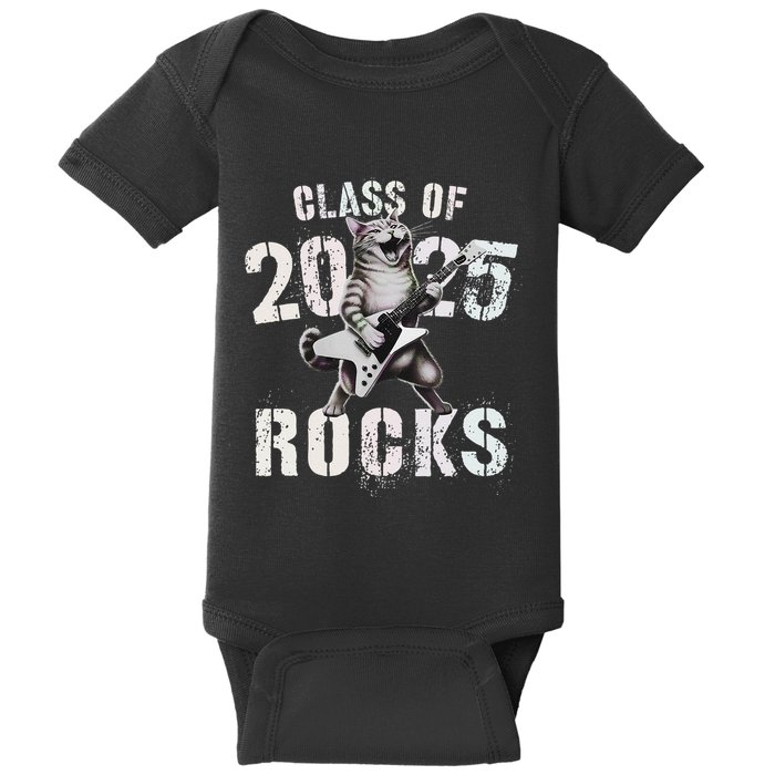 Cat Class Of 2025 Rocks Cat Graduated Signature Party Baby Bodysuit