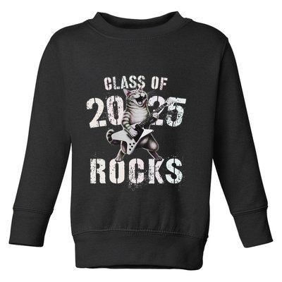 Cat Class Of 2025 Rocks Cat Graduated Signature Party Toddler Sweatshirt