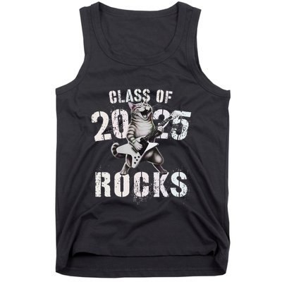 Cat Class Of 2025 Rocks Cat Graduated Signature Party Tank Top