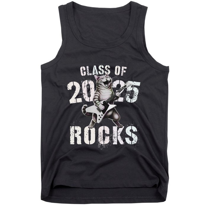 Cat Class Of 2025 Rocks Cat Graduated Signature Party Tank Top