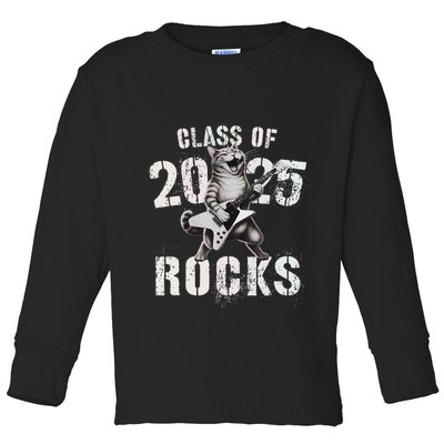 Cat Class Of 2025 Rocks Cat Graduated Signature Party Toddler Long Sleeve Shirt
