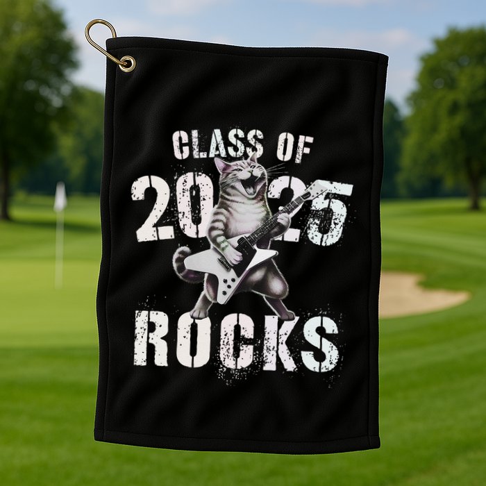 Cat Class Of 2025 Rocks Cat Graduated Signature Party Golf Towel