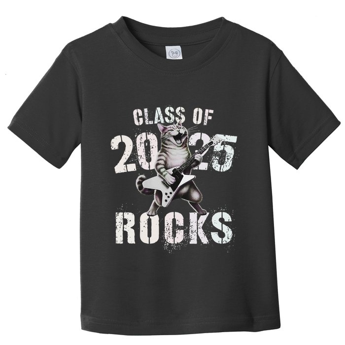 Cat Class Of 2025 Rocks Cat Graduated Signature Party Toddler T-Shirt