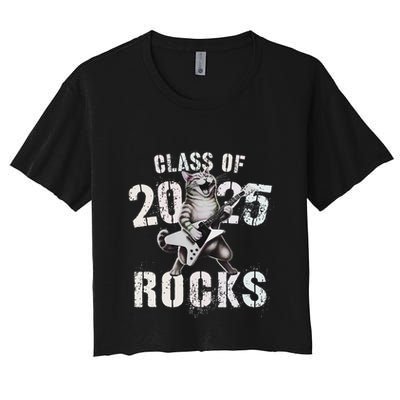 Cat Class Of 2025 Rocks Cat Graduated Signature Party Crop Top