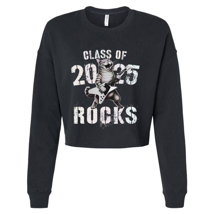 Cat Class Of 2025 Rocks Cat Graduated Signature Party Cropped Pullover Crew