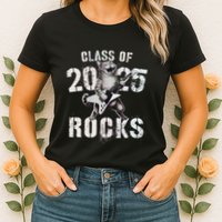 Cat Class Of 2025 Rocks Cat Graduated Signature Party Womens T-Shirt
