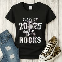 Cat Class Of 2025 Rocks Cat Graduated Signature Party Womens T-Shirt