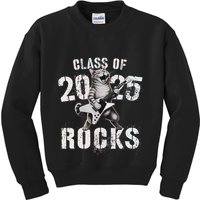Cat Class Of 2025 Rocks Cat Graduated Signature Party Kids Sweatshirt