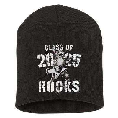 Cat Class Of 2025 Rocks Cat Graduated Signature Party Short Acrylic Beanie