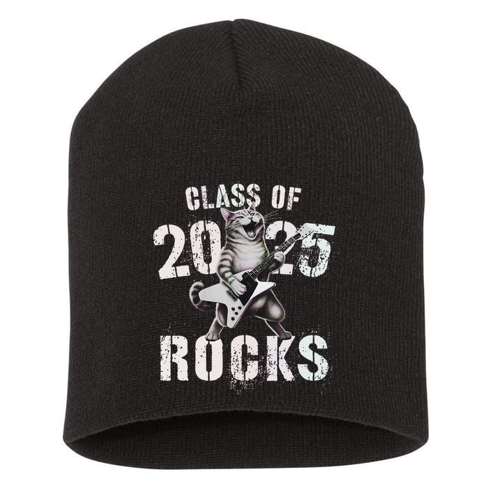 Cat Class Of 2025 Rocks Cat Graduated Signature Party Short Acrylic Beanie