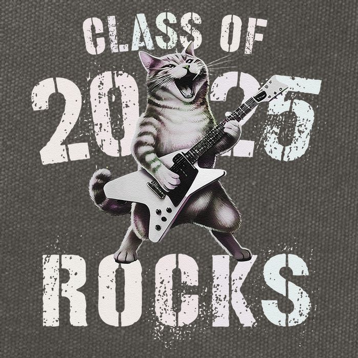 Cat Class Of 2025 Rocks Cat Graduated Signature Party Cotton Canvas Backpack