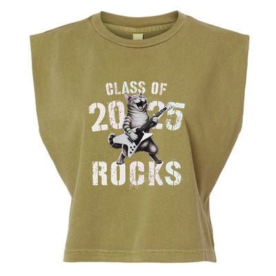 Cat Class Of 2025 Rocks Cat Graduated Signature Party Garment-Dyed Women's Muscle Tee