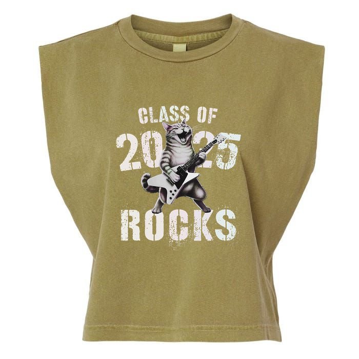 Cat Class Of 2025 Rocks Cat Graduated Signature Party Garment-Dyed Women's Muscle Tee