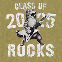 Cat Class Of 2025 Rocks Cat Graduated Signature Party Garment-Dyed Women's Muscle Tee