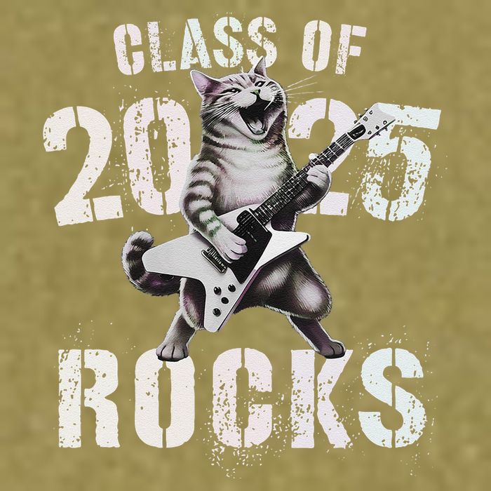Cat Class Of 2025 Rocks Cat Graduated Signature Party Garment-Dyed Women's Muscle Tee