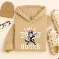 Cat Class Of 2025 Rocks Cat Graduated Signature Party Hoodie