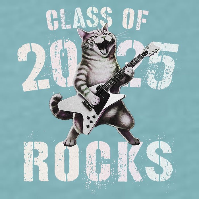 Cat Class Of 2025 Rocks Cat Graduated Signature Party Sueded Cloud Jersey T-Shirt