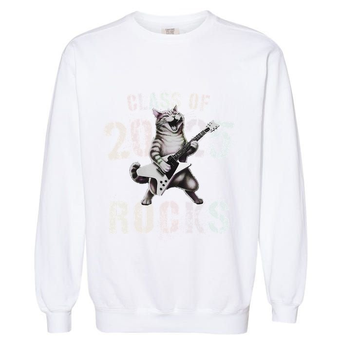 Cat Class Of 2025 Rocks Cat Graduated Signature Party Garment-Dyed Sweatshirt