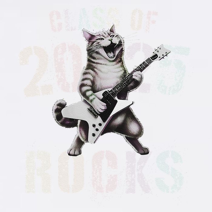 Cat Class Of 2025 Rocks Cat Graduated Signature Party Garment-Dyed Sweatshirt