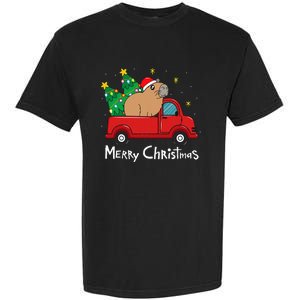 Capybara Christmas Ornament Truck Tree Funny Xmas Gift Garment-Dyed Heavyweight T-Shirt