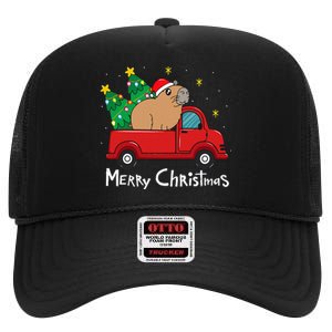 Capybara Christmas Ornament Truck Tree Funny Xmas Gift High Crown Mesh Back Trucker Hat