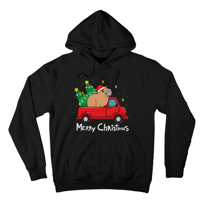 Capybara Christmas Ornament Truck Tree Funny Xmas Gift Hoodie