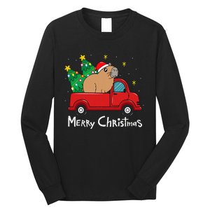 Capybara Christmas Ornament Truck Tree Funny Xmas Gift Long Sleeve Shirt