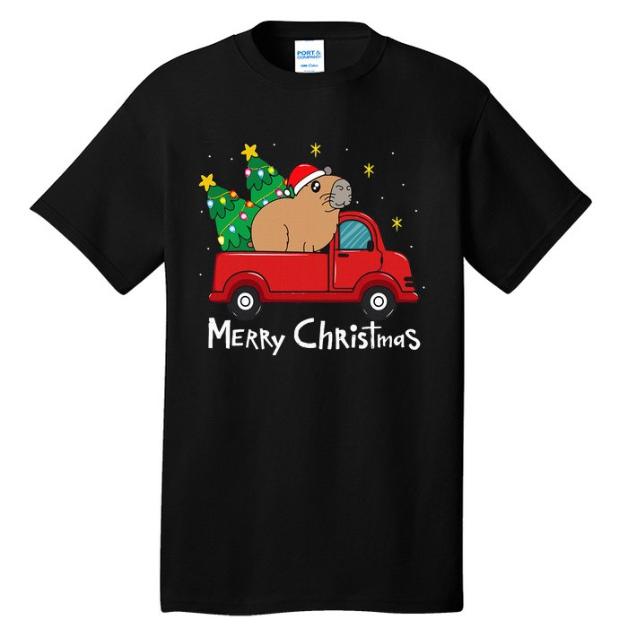 Capybara Christmas Ornament Truck Tree Funny Xmas Gift Tall T-Shirt