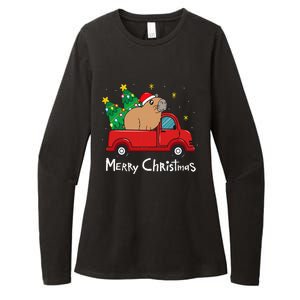 Capybara Christmas Ornament Truck Tree Funny Xmas Gift Womens CVC Long Sleeve Shirt