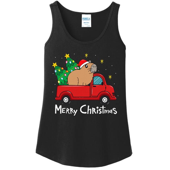 Capybara Christmas Ornament Truck Tree Funny Xmas Gift Ladies Essential Tank