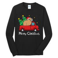 Capybara Christmas Ornament Truck Tree Funny Xmas Gift Tall Long Sleeve T-Shirt