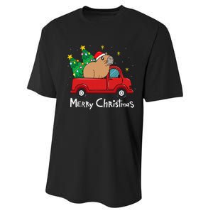 Capybara Christmas Ornament Truck Tree Funny Xmas Gift Performance Sprint T-Shirt