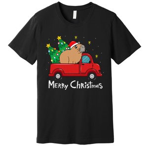 Capybara Christmas Ornament Truck Tree Funny Xmas Gift Premium T-Shirt