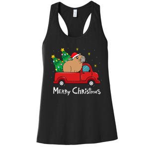 Capybara Christmas Ornament Truck Tree Funny Xmas Gift Women's Racerback Tank